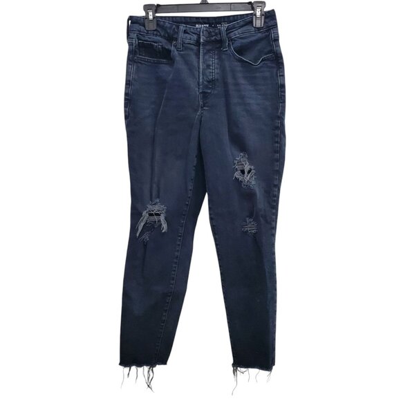 Old Navy High Rise O.G Straight Secret Slim Pockets‎ Faded Black Button Jeans 4 - Picture 1 of 10